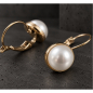 Preview: Perlen Ohrringe 14K vergoldeter Edelstahl, Minimalistischer Goldschmuck, Elegante Hängeohrringe, Brautschmuck, Hochzeit, Geschenk für Sie